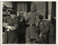 10" x 8" Glossy Photo From the 1935 Three Stooges Film "Uncivil Warriors" -- Very Good Condition
